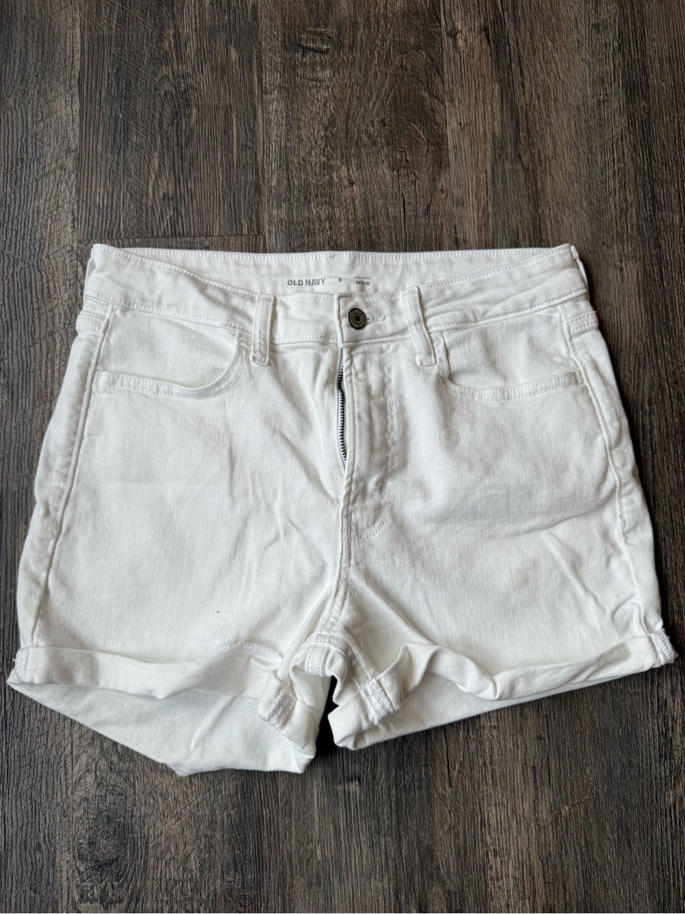 Old Navy White High-Rise Denim Shorts - Classic Five-Pocket